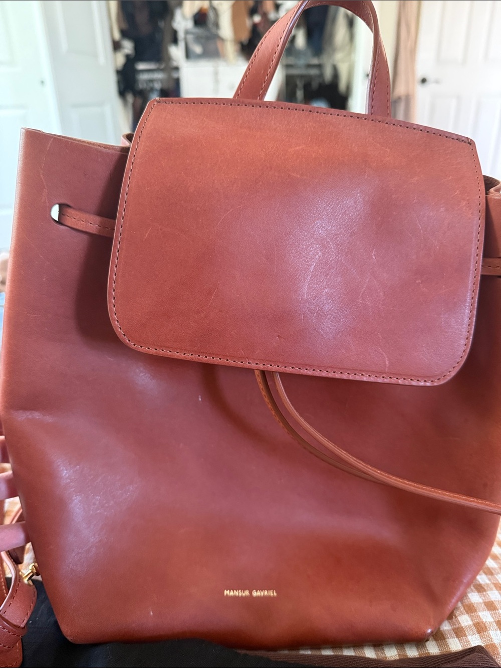 Mansur Gavriel Terracotta Leather Backpack Tote